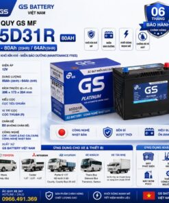 2. Bình ắc quy GS MF 95D31R 80Ah dùng cho xe gì