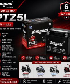3. Ắc quy Đồng Nai PTZ5L 12V – 4Ah dùng cho xe gì