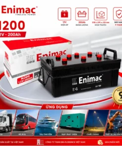 Bình ắc quy N200 ENIMAC (12V-200AH) ắc quy nước xe tải, xe bus, tàu thuyền